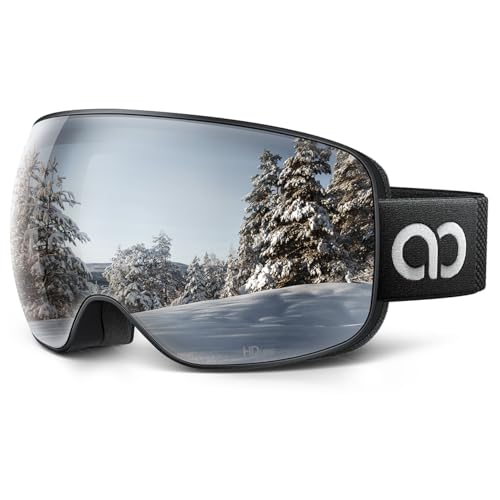 Lamicall Ski Goggles with Ultra HD Lens - 100% UV Protection, 3X Anti-Fog & OTG...