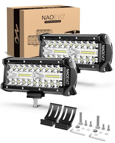 NAOEVO 7 Inch LED Light Bar, 240W 24,000LM LED Pods/Off Road/Fog/Driving Lights...