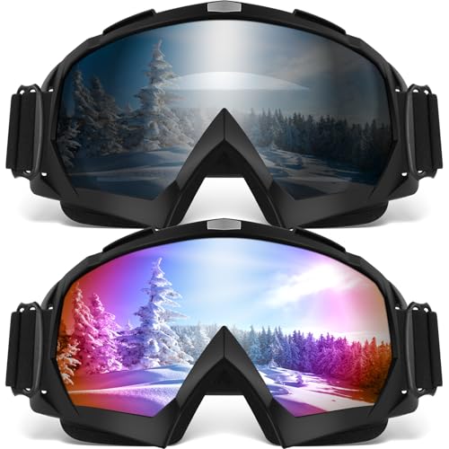 YENPK Ski Goggles, 2 Pack OTG Snowboard Goggles for Men Women & Youth, Winter...