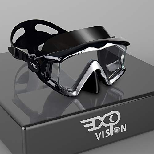 Adult Pano 3 Window Scuba Diving Mask, Tempered Glass Snorkel Mask Anti-Fog Swim...