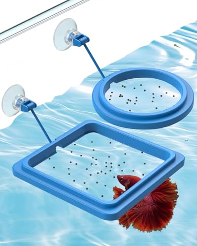 Pawfly 2 Pcs Fish Feeding Ring for Aquarium – Round and Square Floating Food...