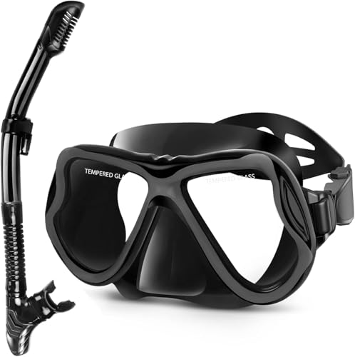 Greatever Dry Snorkel Set,Panoramic Wide View,Anti-Fog Scuba Diving...