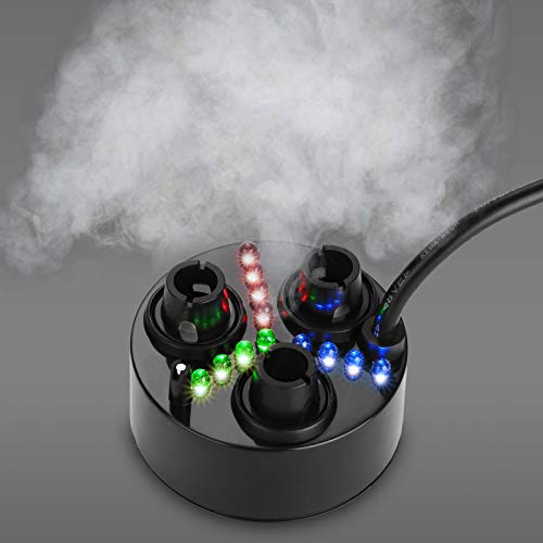FITNATE Three-Head Mist Maker, Larger Fogger with 12 LED Light Fog Machine...
