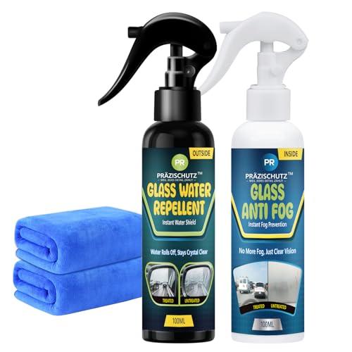 PRAZISCHUTZ Glass Water Repellent Spray & Anti Fog Spray for Car Windshield,...