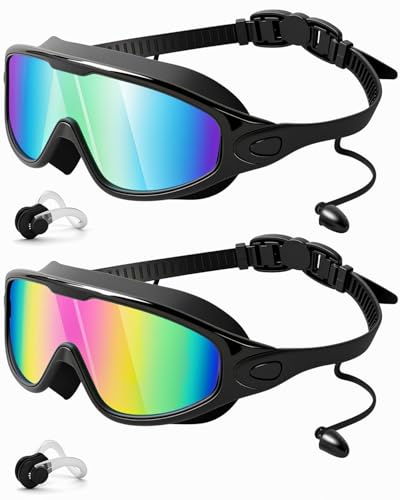 Swim Goggles 2 Pack, Wide View Anti Fog&UV Swimming Goggles for Audlt, No...