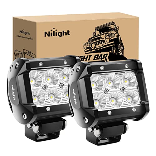 Nilight Led Pods 2Pcs 18W 1260LM Flood Off Road Lights Super Bright Driving Work...