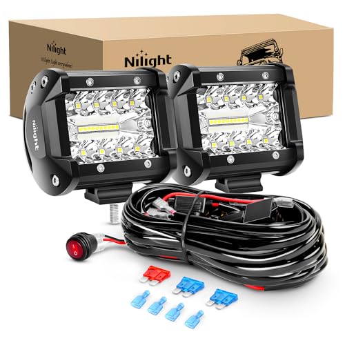 Nilight LED Light Bar 2PCS 60W 4 Inch Flood Spot Combo LED Work Light Pods...