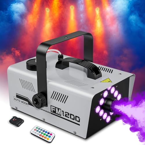 Fog Machine Outdoor Indoor 1200W, 6000CFM Smoke Machine with LED Lights, 13...