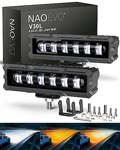NAOEVO 6in LED Light Bar, 50W 2300LM Lens Spot Lights, LED Fog Lights - LED...