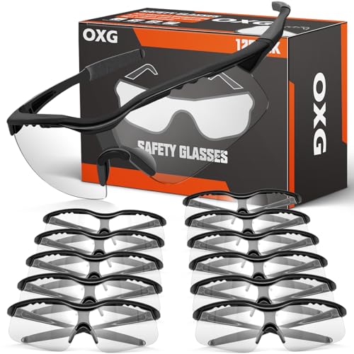 OXG 12 Pack Safety Glasses, ANSI Z87.1 Impact Resistant Anti-Scratch Safety...