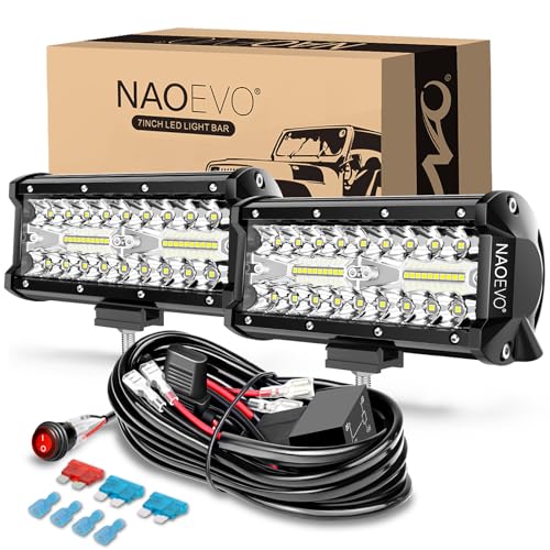 NAOEVO 7 Inch LED Light Bar, 240W 24,000LM Offroad Fog/Driving Lights LED Pods...