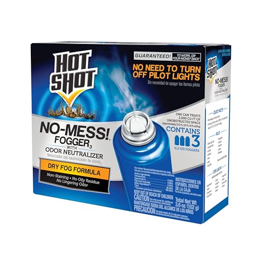 Hot Shot No-Mess! Fogger With Odor Neutralizer 3 Count-1.2 Ounce Cans, Kills...