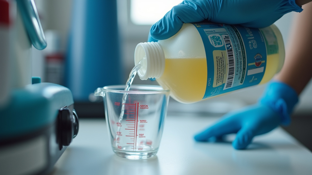 mixing EPA-registered disinfectant concentrate for a fogging machine
