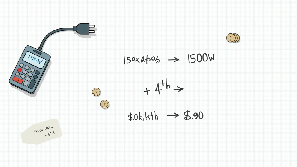 Diagram calculating electricity cost from fog machine wattage and hours of use.