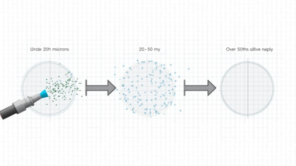 Diagram comparing microfogger droplet sizes and their drift or fall behavior.