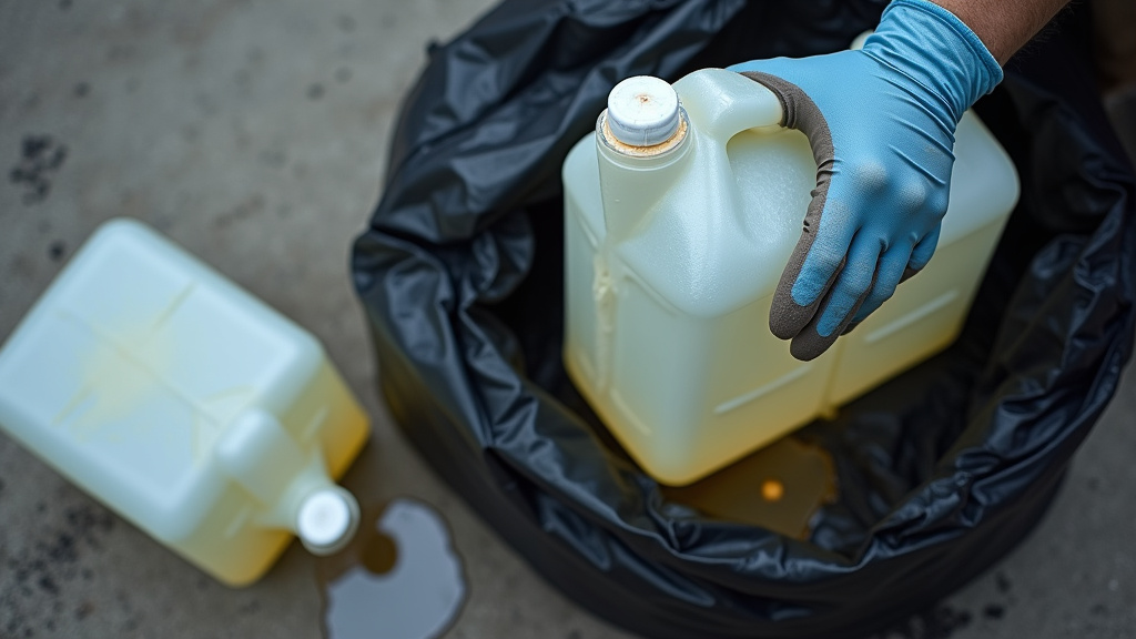 Empty fog machine fluid jugs discarded as plastic waste, showing environmental impact.