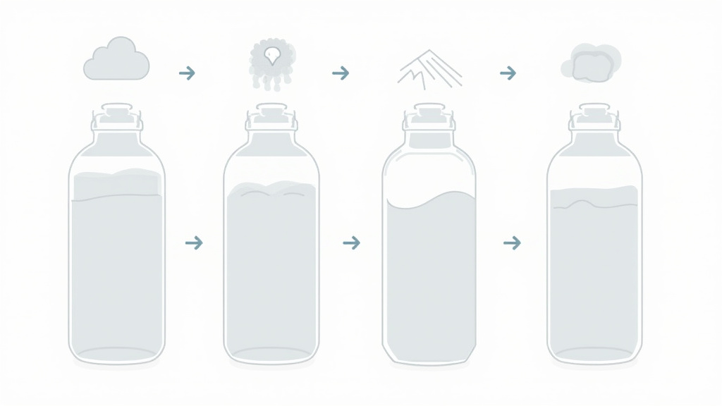 Four types of fog machine fluid compared: standard fog, haze, low-lying, and fast-dissipating.