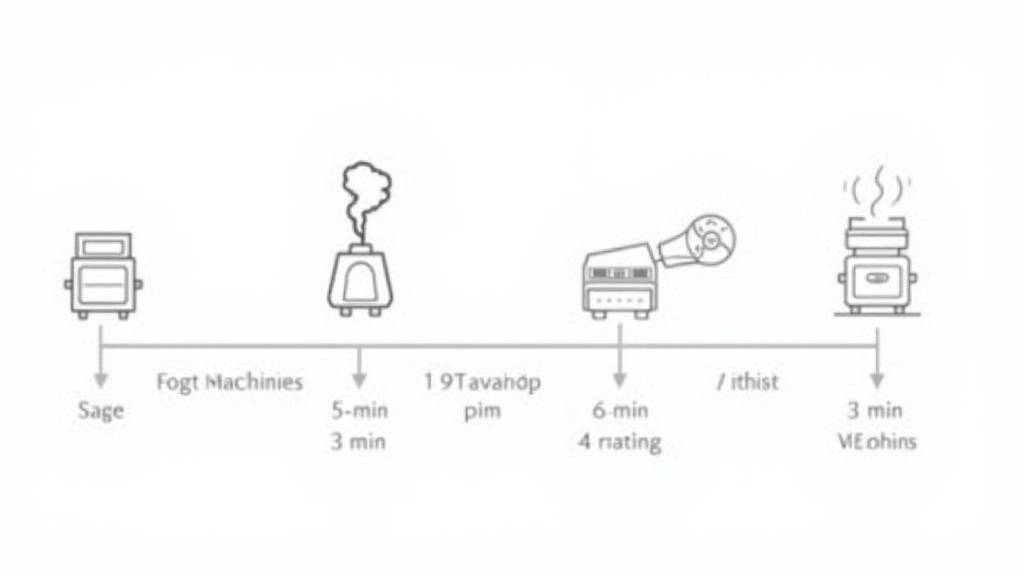 Diagram comparing warm-up times of different fog machine types for events.
