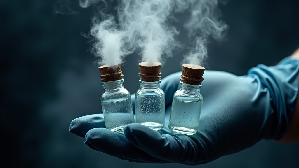 Comparison of glycol, glycerin, and mineral oil fog machine fluids in bottles.