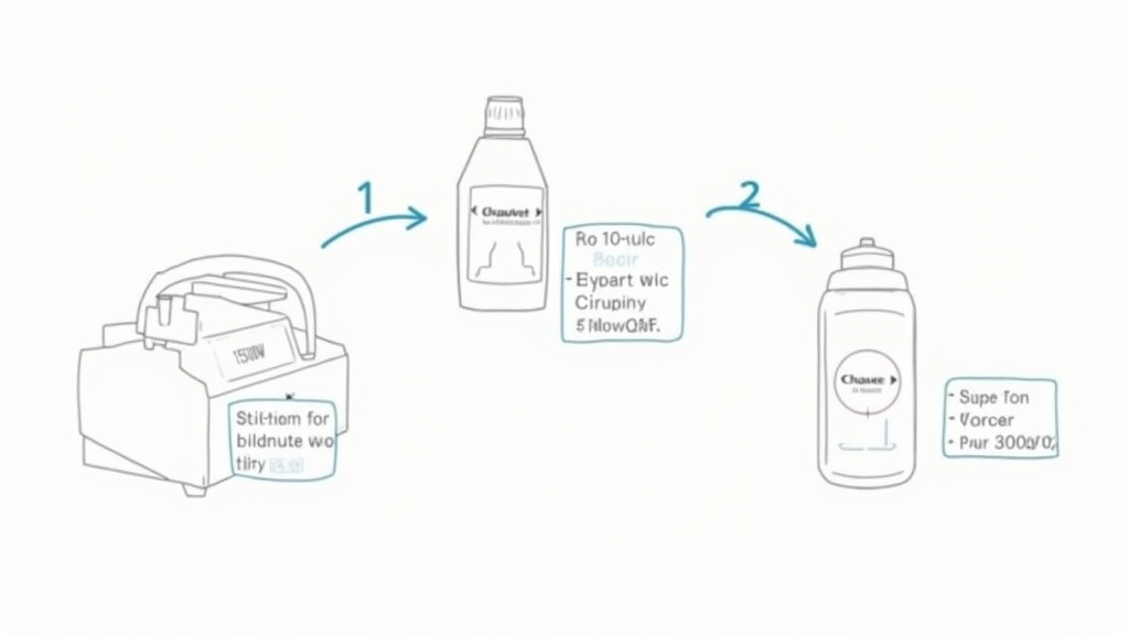 Diagram showing steps to match fog machine wattage with compatible fluid