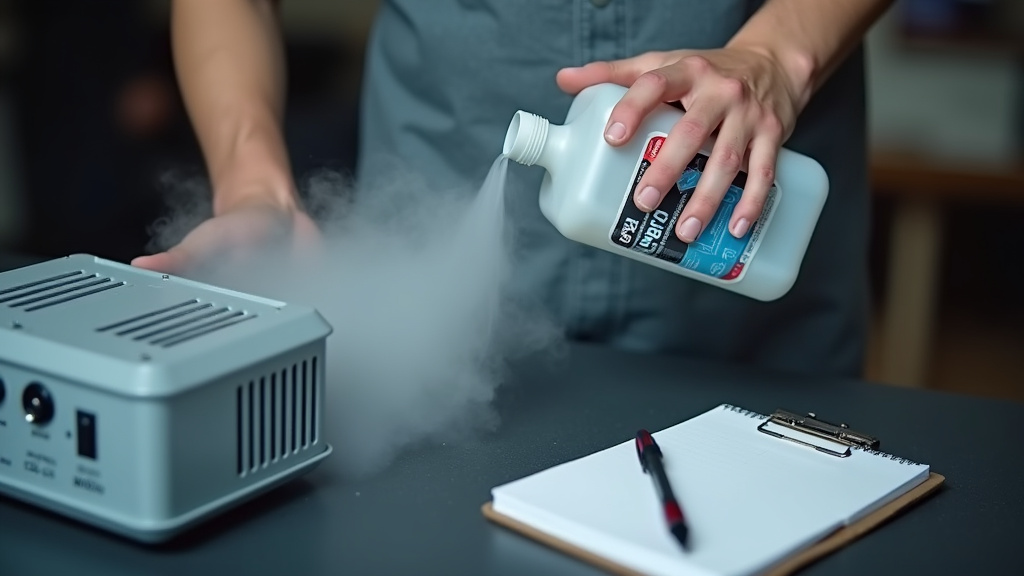 Pouring quality fog fluid into a clean machine to prevent shutdowns
