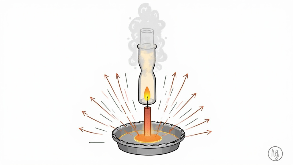 Diagram of heat-based glycerin fog machine assembly and vapor flow