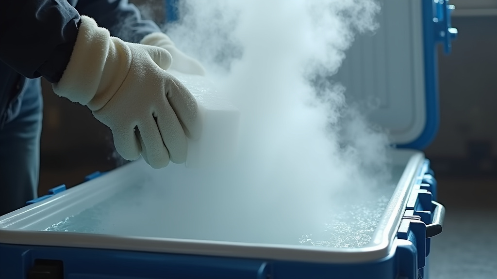 Dry ice fog creation with hot water in a cooler, showing a dense white plume.