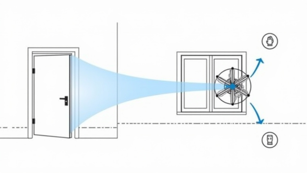 Diagram showing ventilation setup for indoor snow machine placement and airflow.