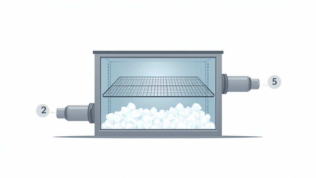 Cross-section diagram of a DIY dry ice chiller for low-lying fog.