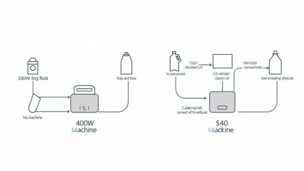 Diagram comparing long-term operating costs of a 400W versus a 1000W fog machine.