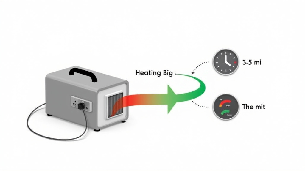Diagram of a fog machine's internal warm-up process and timer