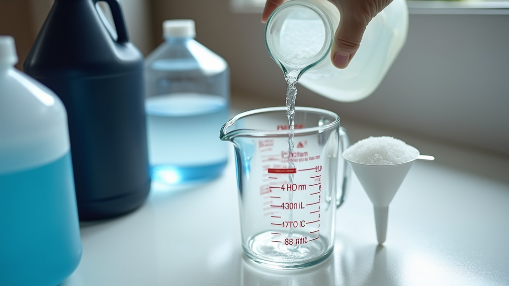 Essential supplies for making DIY fog juice: glycerin, measuring cup, and bottles.
