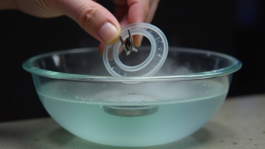 DIY fog machine: trimming splash guard on ultrasonic mist maker for optimal fog output.