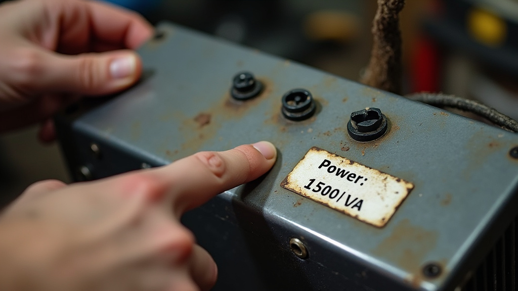 Close-up of a fog machine's wattage label showing power consumption in watts.