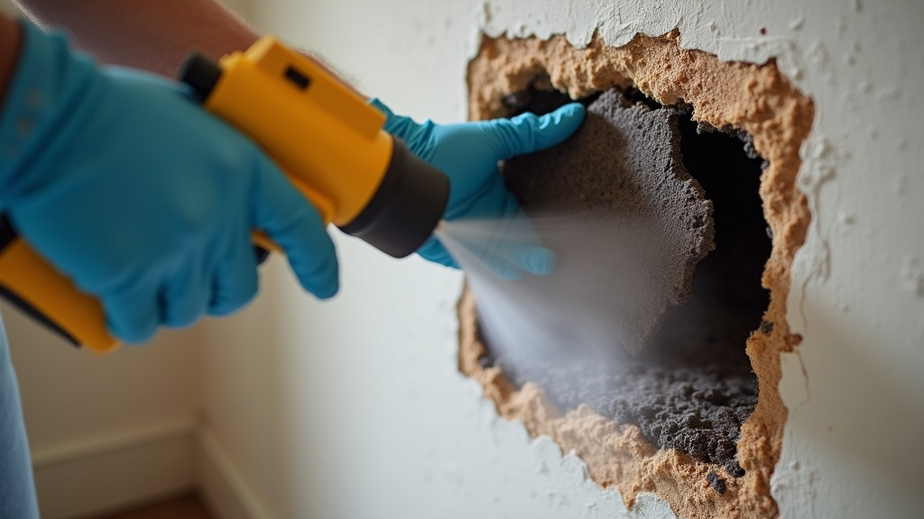 Dry fogging for mold cannot penetrate porous materials like wet wall insulation.