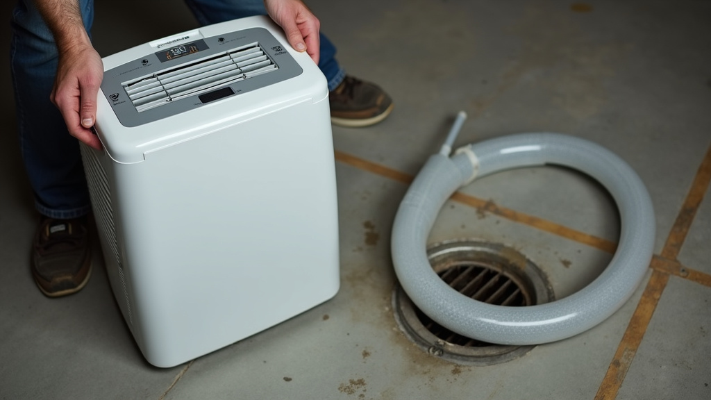 Installing a dehumidifier in a basement to reduce summer humidity.