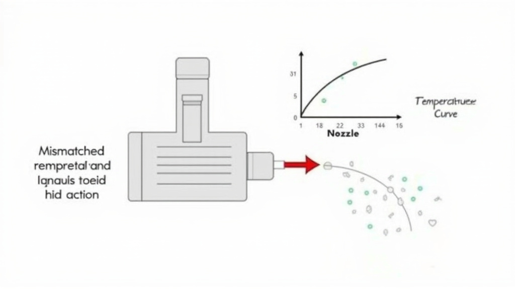 Diagram showing fog machine spitting liquid due to incorrect fluid temperature.