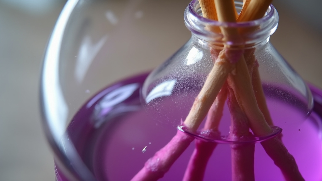 Reed diffuser clogged with sticky purple Fabuloso cleaning solution
