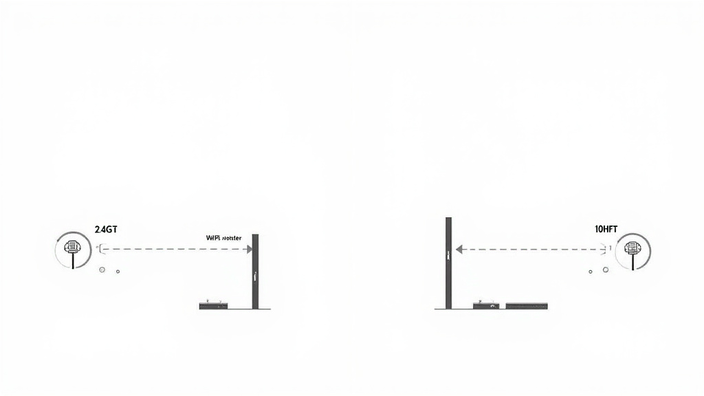Diagram comparing 2.4G and UHF wireless microphone technology range and interference.